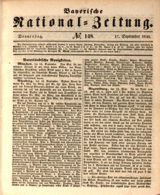 Bayerische National-Zeitung Donnerstag 17. September 1840