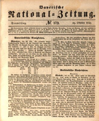 Bayerische National-Zeitung Donnerstag 29. Oktober 1840