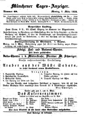 Münchener Tages-Anzeiger Montag 8. März 1852