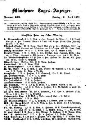 Münchener Tages-Anzeiger Sonntag 11. April 1852