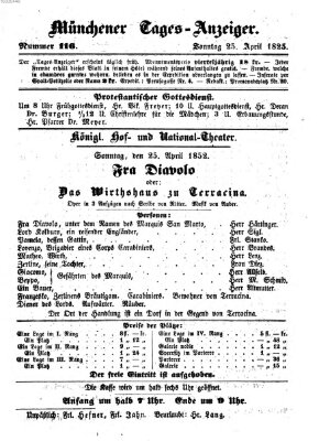 Münchener Tages-Anzeiger Sonntag 25. April 1852