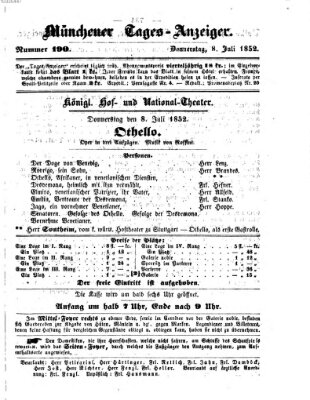 Münchener Tages-Anzeiger Donnerstag 8. Juli 1852