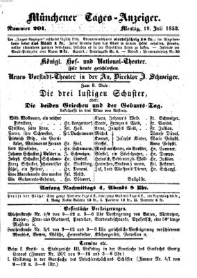 Münchener Tages-Anzeiger Montag 19. Juli 1852