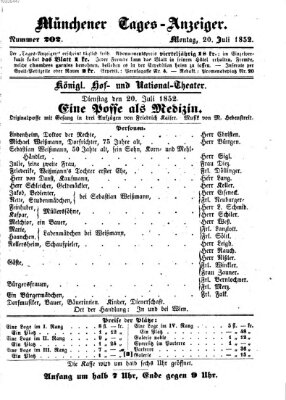 Münchener Tages-Anzeiger Dienstag 20. Juli 1852