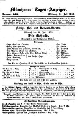 Münchener Tages-Anzeiger Mittwoch 21. Juli 1852