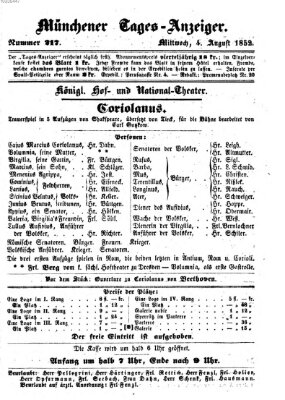 Münchener Tages-Anzeiger Mittwoch 4. August 1852