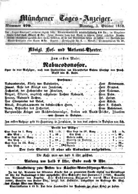 Münchener Tages-Anzeiger Dienstag 5. Oktober 1852