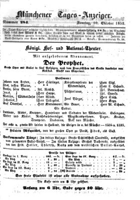 Münchener Tages-Anzeiger Sonntag 10. Oktober 1852