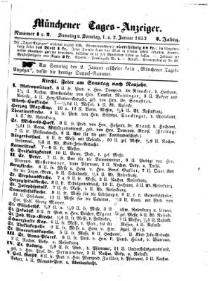 Münchener Tages-Anzeiger Sonntag 2. Januar 1853