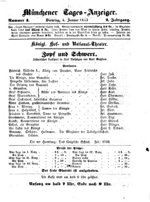 Münchener Tages-Anzeiger Dienstag 4. Januar 1853