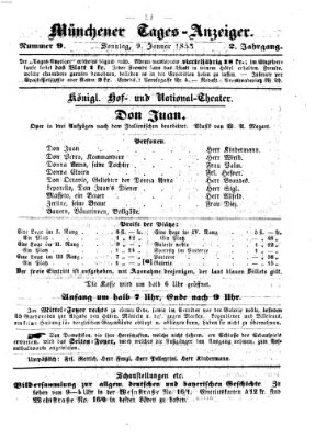 Münchener Tages-Anzeiger Sonntag 9. Januar 1853