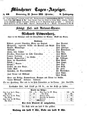 Münchener Tages-Anzeiger Donnerstag 13. Januar 1853