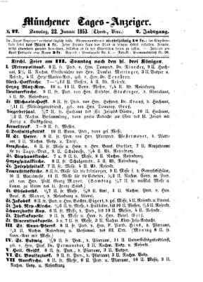 Münchener Tages-Anzeiger Samstag 22. Januar 1853