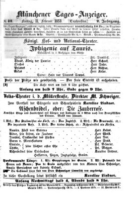 Münchener Tages-Anzeiger Freitag 11. Februar 1853