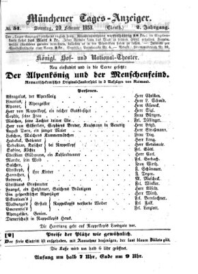 Münchener Tages-Anzeiger Sonntag 20. Februar 1853