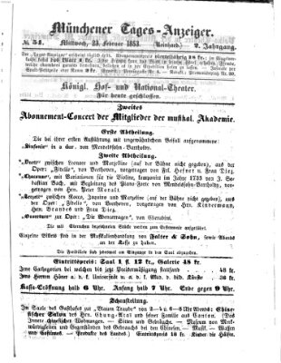 Münchener Tages-Anzeiger Mittwoch 23. Februar 1853