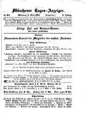 Münchener Tages-Anzeiger Mittwoch 2. März 1853