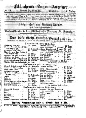 Münchener Tages-Anzeiger Montag 14. März 1853