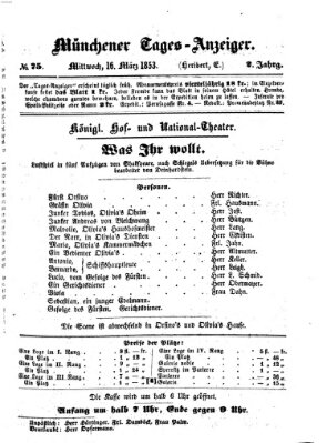 Münchener Tages-Anzeiger Mittwoch 16. März 1853