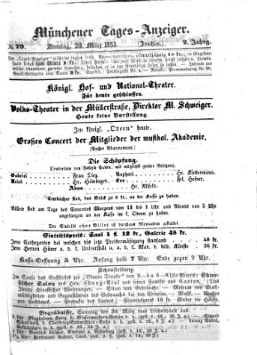 Münchener Tages-Anzeiger Sonntag 20. März 1853