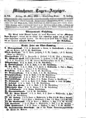 Münchener Tages-Anzeiger Freitag 25. März 1853