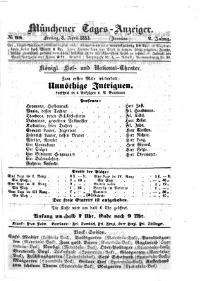 Münchener Tages-Anzeiger Freitag 8. April 1853