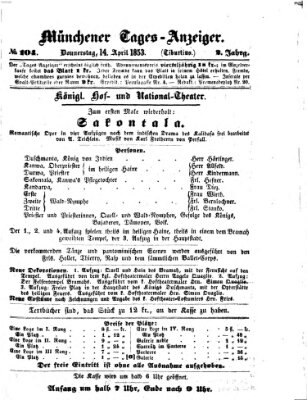 Münchener Tages-Anzeiger Donnerstag 14. April 1853