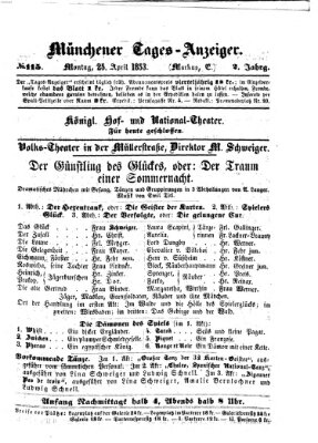 Münchener Tages-Anzeiger Montag 25. April 1853