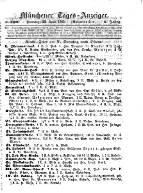 Münchener Tages-Anzeiger Samstag 30. April 1853