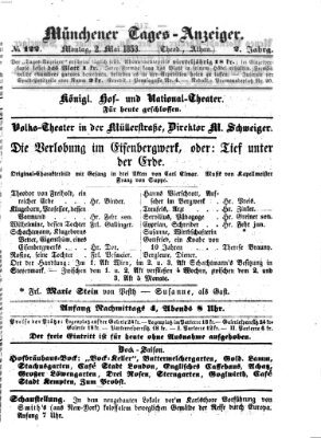 Münchener Tages-Anzeiger Montag 2. Mai 1853