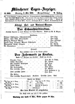 Münchener Tages-Anzeiger Dienstag 3. Mai 1853