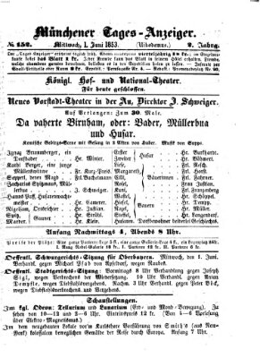 Münchener Tages-Anzeiger Mittwoch 1. Juni 1853