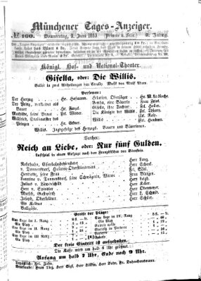 Münchener Tages-Anzeiger Donnerstag 9. Juni 1853