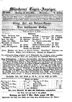 Münchener Tages-Anzeiger Sonntag 19. Juni 1853