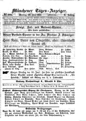 Münchener Tages-Anzeiger Montag 20. Juni 1853