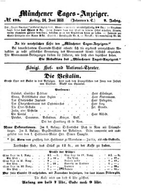 Münchener Tages-Anzeiger Freitag 24. Juni 1853