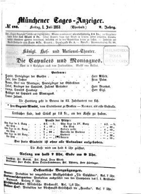 Münchener Tages-Anzeiger Freitag 1. Juli 1853