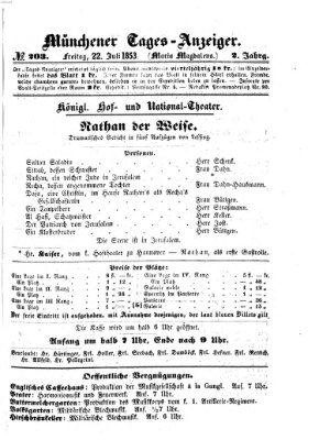 Münchener Tages-Anzeiger Freitag 22. Juli 1853