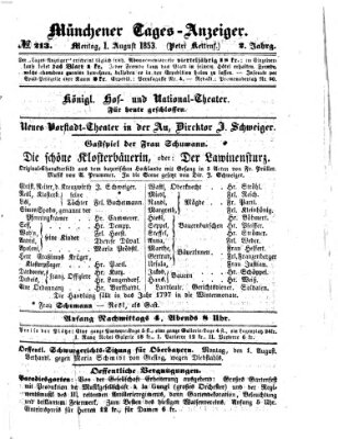 Münchener Tages-Anzeiger Montag 1. August 1853