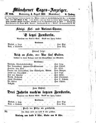 Münchener Tages-Anzeiger Donnerstag 4. August 1853