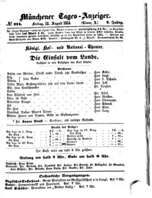 Münchener Tages-Anzeiger Freitag 12. August 1853