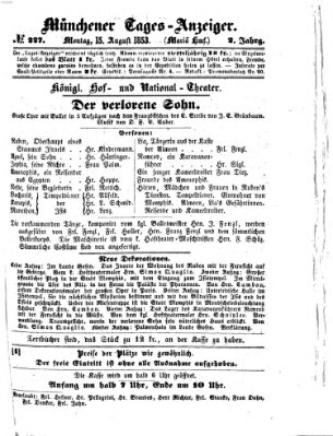 Münchener Tages-Anzeiger Montag 15. August 1853