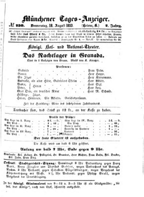 Münchener Tages-Anzeiger Donnerstag 18. August 1853