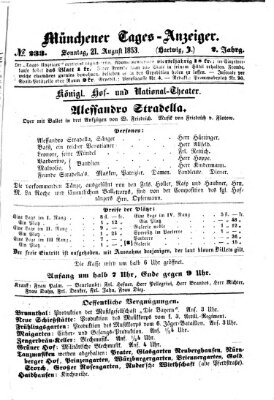 Münchener Tages-Anzeiger Sonntag 21. August 1853