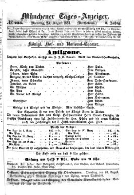 Münchener Tages-Anzeiger Dienstag 23. August 1853