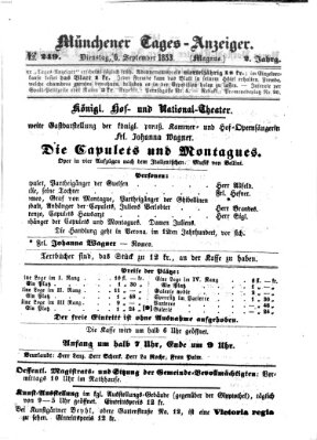 Münchener Tages-Anzeiger Dienstag 6. September 1853