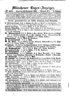 Münchener Tages-Anzeiger Samstag 24. September 1853