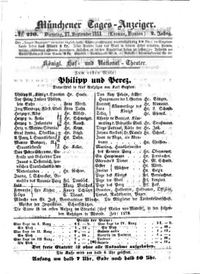 Münchener Tages-Anzeiger Dienstag 27. September 1853