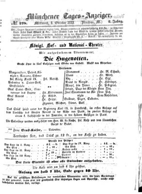 Münchener Tages-Anzeiger Mittwoch 5. Oktober 1853