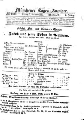 Münchener Tages-Anzeiger Freitag 7. Oktober 1853